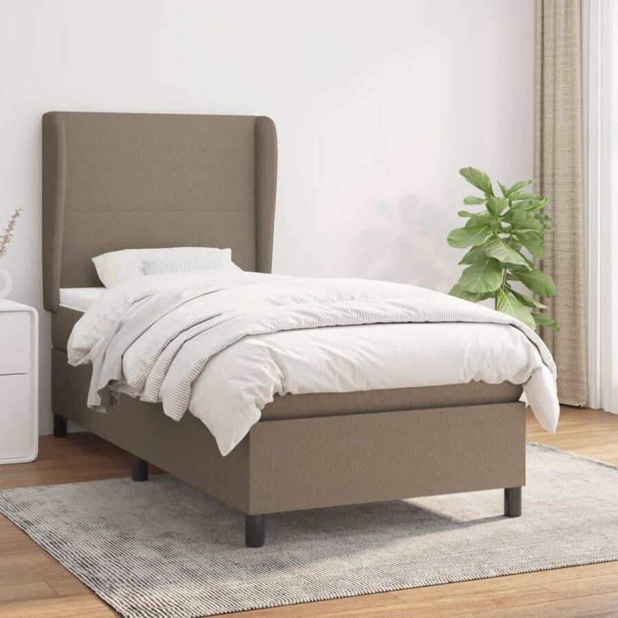 The Living Store Boxspringbed Comfortable Sleep Bed 203 x 103 x 118 128 cm Taupe Ademend en duurzaam Verstelbaar hoofdbord Pocketvering matras Middelharde ondersteuning Huidvriendelijk topmatras Montagehandleiding inclusief - Foto 2