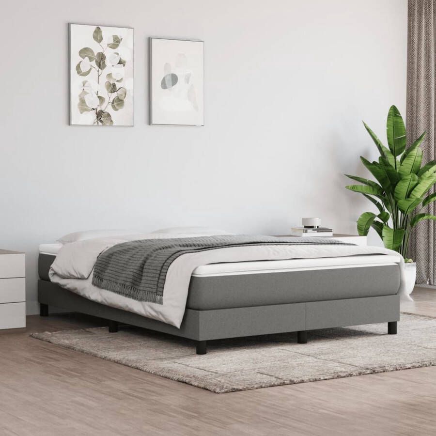 The Living Store Boxspringbed Pocketvering Middelharde ondersteuning Huidvriendelijk Duurzaam 193x140x25cm Donkergrijs Boxspringbed Boxspring Tweepersoonsbed Donkere Kleuren Hard Matras