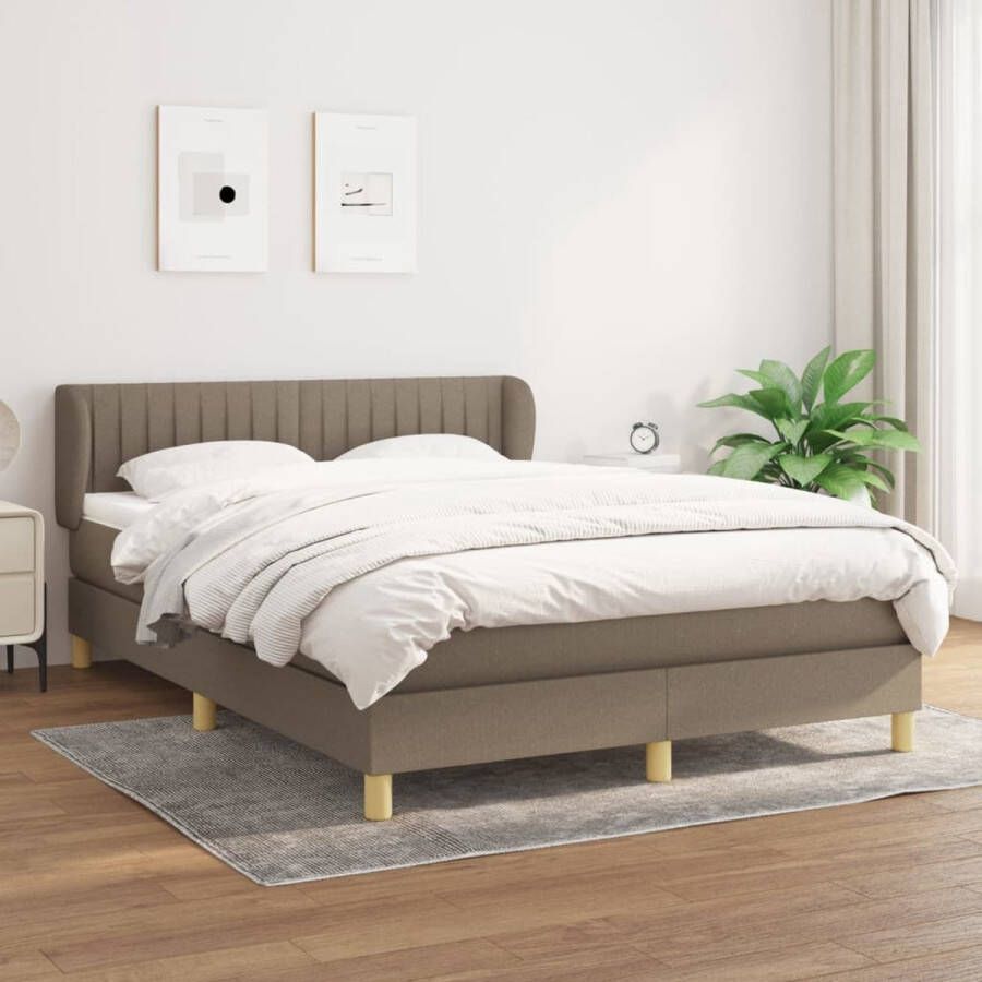 The Living Store Boxspringbed Pocketvering Middelharde ondersteuning Huidvriendelijk Kleur- Taupe Afmetingen- 203x147x78 88 cm Boxspringbed Pocketvering Middelhard Taupe Slaapkamer Meubels - Foto 3