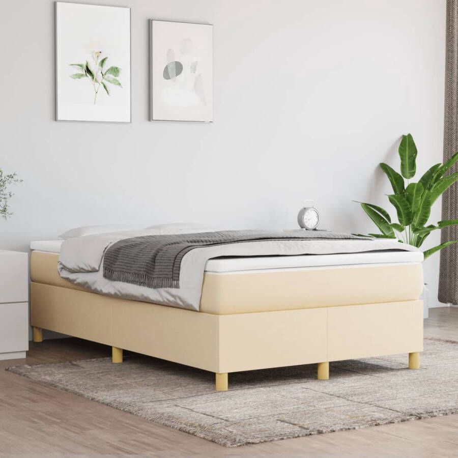 The Living Store Boxspringbed Crème 203 x 100 x 78 88 cm Duurzaam materiaal verstelbaar hoofdbord pocketvering matras Middelharde ondersteuning Huidvriendelijk topmatras Inclusief montagehandleiding