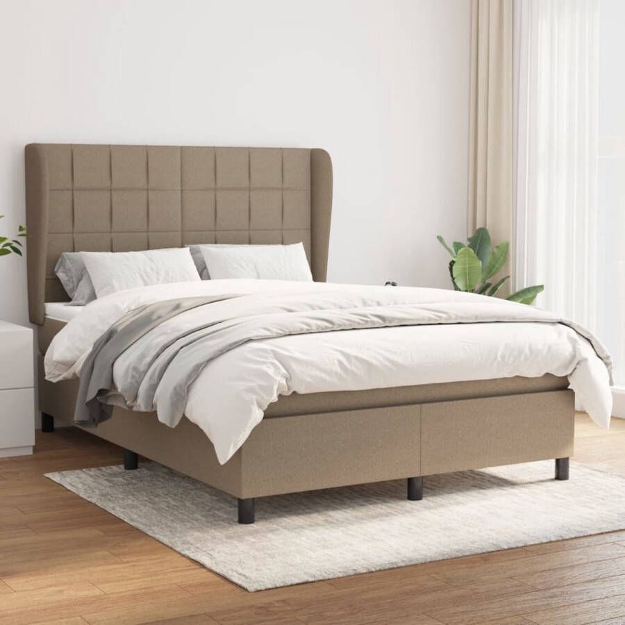 The Living Store Boxspringbed Pocketvering Taupe 203x147x118 128 cm Huidvriendelijk topmatras Duurzaam materiaal Boxspringbed Pocketvering Taupecouleur Tweepersoonsbed King Size Bed - Foto 2