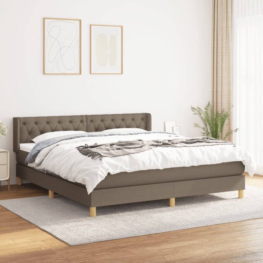 The Living Store Boxspringbed Pocketveringmatras Middelharde ondersteuning Huidvriendelijk topmatras Taupe 203 x 163 x 78 88 cm Boxspringbed Boxspring Tweepersoonsbed Pocketed Verenmatras Middenhard Matras - Foto 2