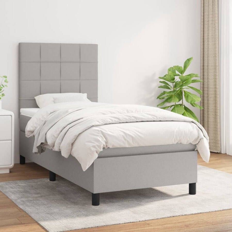 The Living Store Boxspringbed Rustgevend Bed Afmeting- 203 x 83 x 118 128 cm Ken- Duurzaam verstelbaar hoofdbord pocketvering matras middelharde ondersteuning huidvriendelijk topmatras