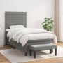 The Living Store Boxspringbed s Bed 193 x 90 x 118 128 cm Donkergrijs Pocketvering matras Middelharde ondersteuning Huidvriendelijk topmatras Multifunctioneel bankje - Thumbnail 1