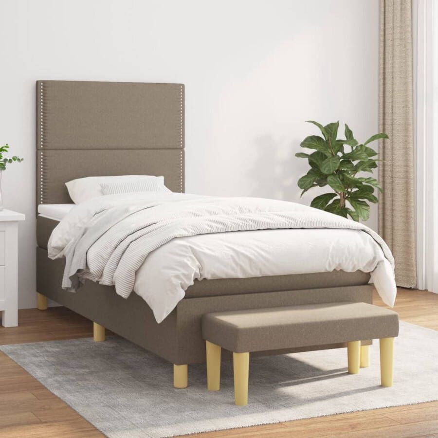 The Living Store Boxspringbed s Bed (203 x 100 x 118 128 cm) Pocketvering matras Middelharde ondersteuning Huidvriendelijk topmatras Multifunctioneel bankje