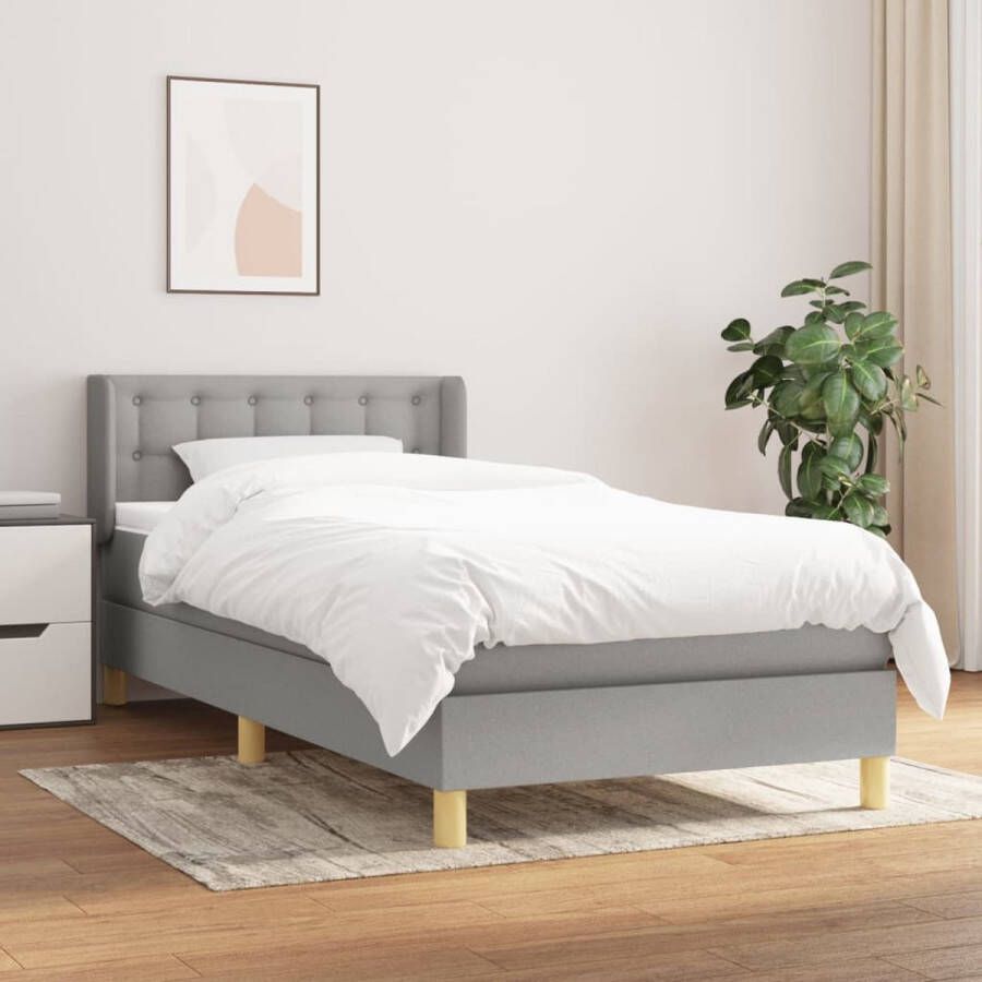 The Living Store Boxspringbed s Bed 203 x 103 x 78 88 cm Lichtgrijs Huidvriendelijk topmatras Boxspringbed Slaapcomfort Hoofdboard Pocketvering Duurzaam Materiaal