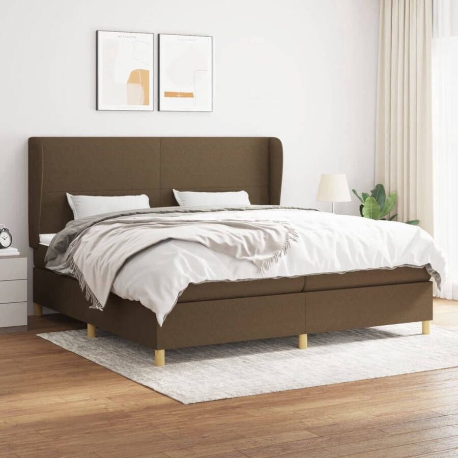 The Living Store Boxspringbed s Bed 203x203x118 128 cm Donkerbruin Boxspringbed Boxspring Donkere Bruine Bed Tweepersoonsbed Slaapcomfort