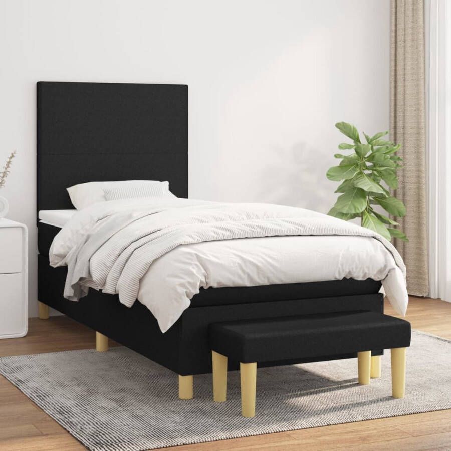 The Living Store Boxspringbed s Bed met Pocketvering Matras 90x190 cm Zwart