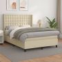 The Living Store Boxspring met matras kunstleer crèmekleurig 140x200 cm Boxspring Boxsprings Bed Slaapmeubel Boxspringbed Boxspring Bed Tweepersoonsbed Bed Met Matras Bedframe Ledikant Bed Met Hoofdbord - Thumbnail 2