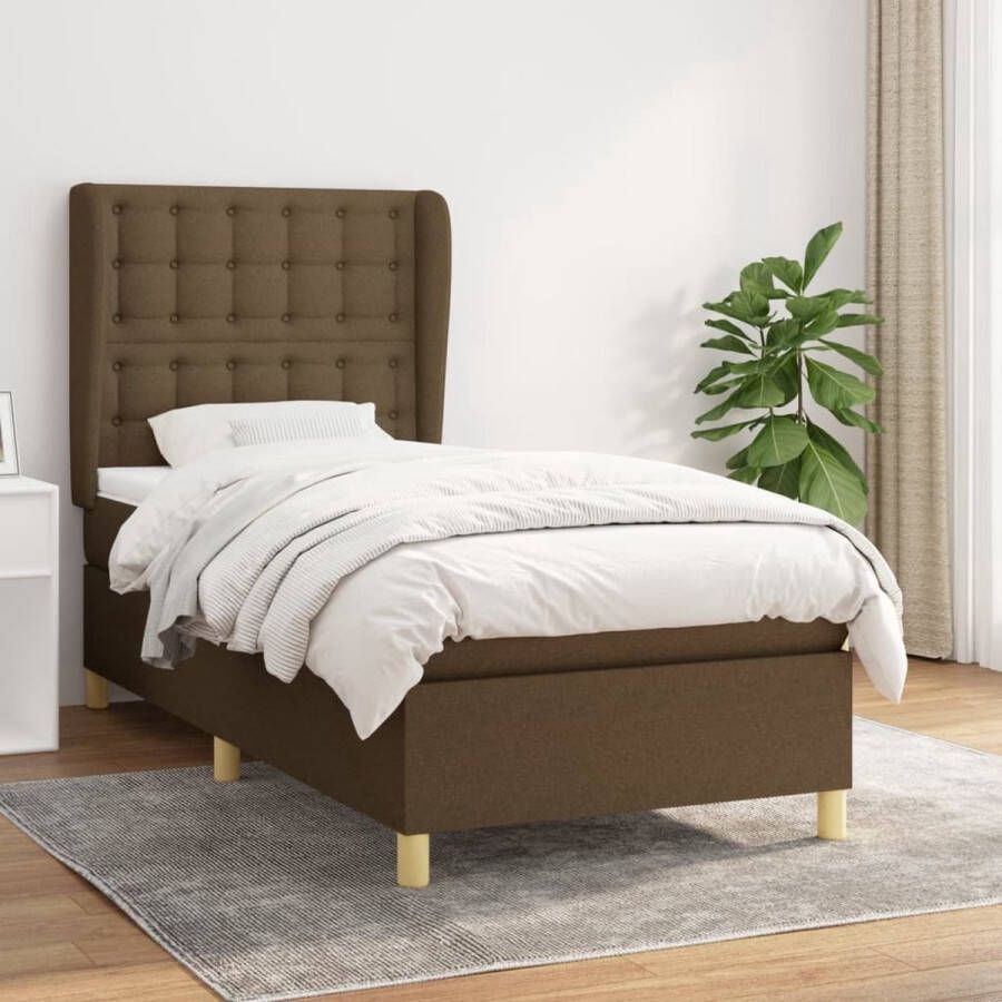 The Living Store Boxspringbed Stof 203 x 103 x 118 128 cm Donkerbruin Boxspringbed Boxspring Bed Donkere Meubels Houten Bed