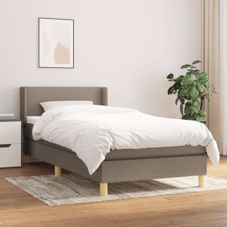 The Living Store Boxspringbed taupe 193 x 93 x 78 88 cm verstelbaar hoofdbord pocketvering matras middelharde ondersteuning huidvriendelijk topmatras Boxspringbed Boxspring Bed Frame Tweepersoonsbed Slaapcomfort