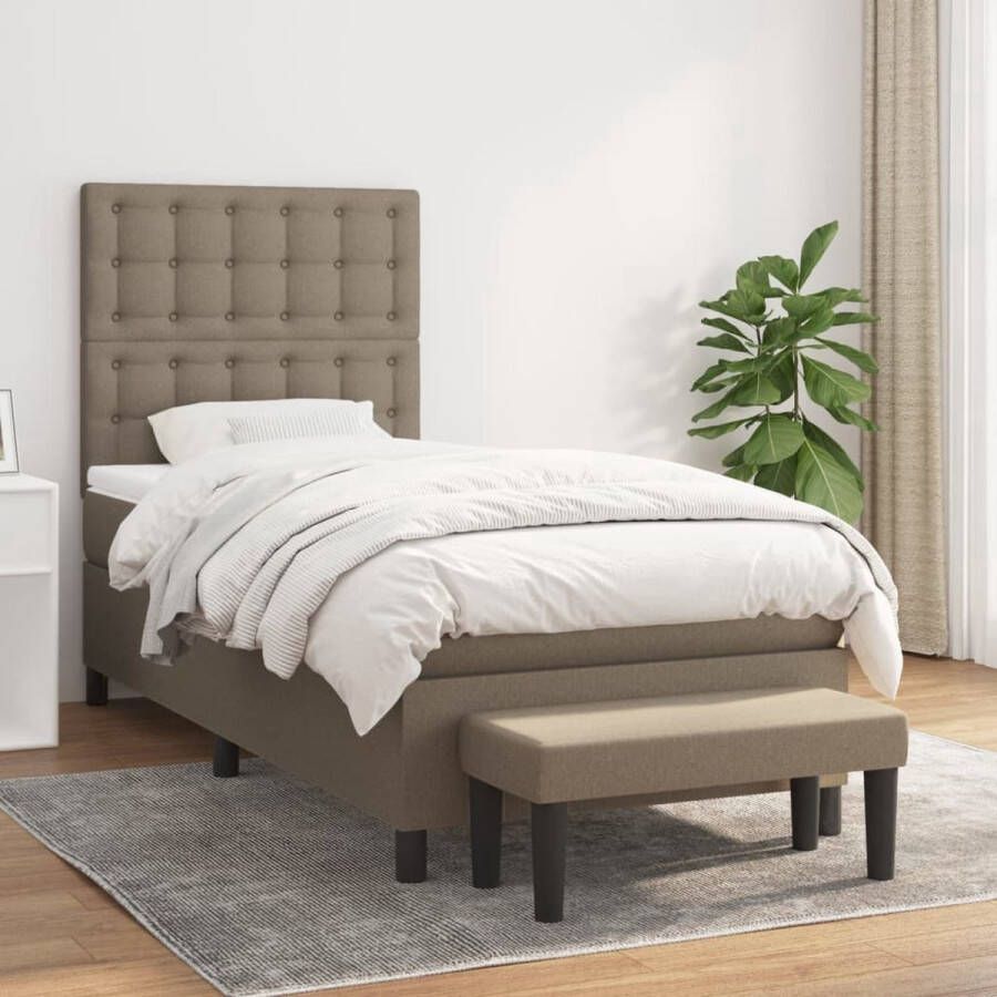 VidaXL Boxspring met Matras Taupe 100x200 cm Boxspringbed Boxspring Tweepersoonsbed Slaapcomfort Taupecleur