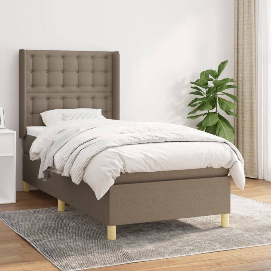 The Living Store Boxspringbed Taupe 203 x 103 x 118 128 cm Inclusief pocketvering matras en topmatras Boxspringbed Boxspring Bed Frame Tweepersoonsbed Slaapcomfort