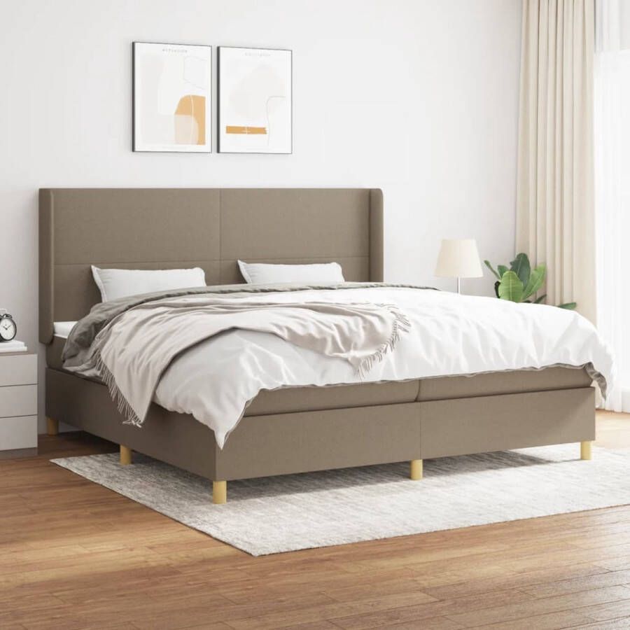 The Living Store Boxspringbed Taupe 203 x 203 x 118 128 cm Pocketvering matras Boxspringbed Boxspring Slaapkamer Meubilair Tweepersoonsbed Taupe Bed - Foto 2