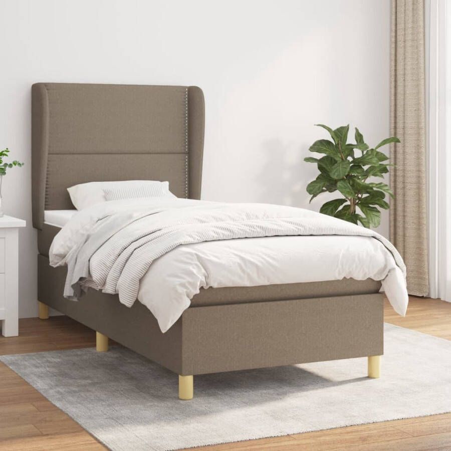 The Living Store Boxspringbed Taupe 203 x 83 x 118 128 cm Pocketvering matras Boxspringbed Slaapcomfort Boxsprings Tweepersoonsbed Taupecouleur
