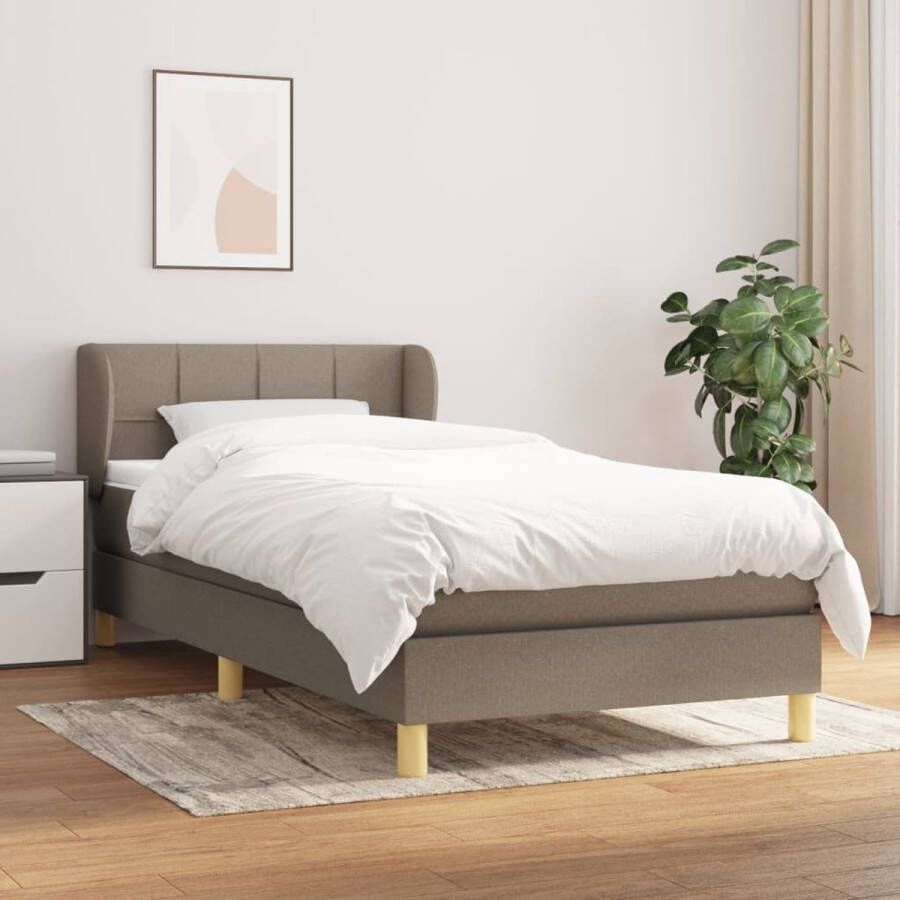 The Living Store Boxspringbed Taupe 203 x 83 x 78 88 cm Pocketvering matras Middelhard Huidvriendelijk topmatras