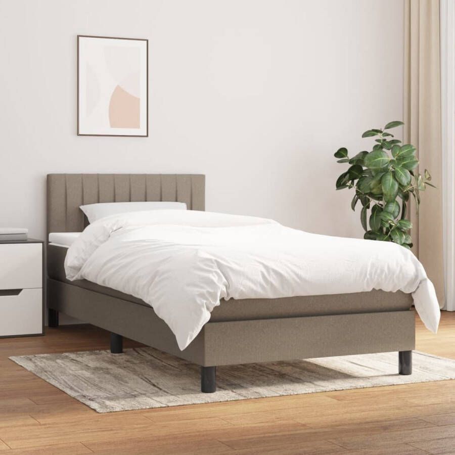 The Living Store Boxspringbed Taupe 203x100x78 88cm Pocketvering matras Middelharde ondersteuning