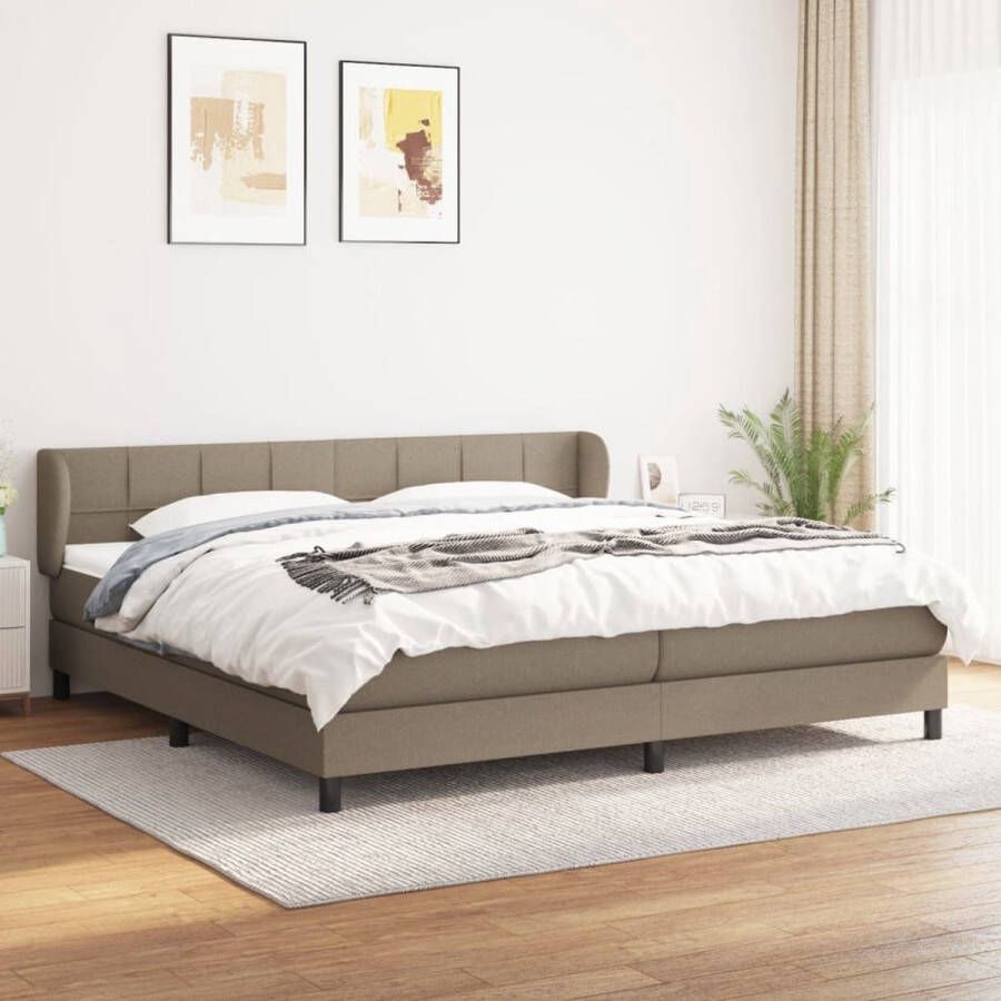 The Living Store Boxspringbed Taupe 203x203x78 88 cm Pocketvering matras Middelharde ondersteuning Huidvriendelijk topmatras Boxspringbed Boxspring Tweepersoonsbed Taupecouleur Pocketing Matras - Foto 2