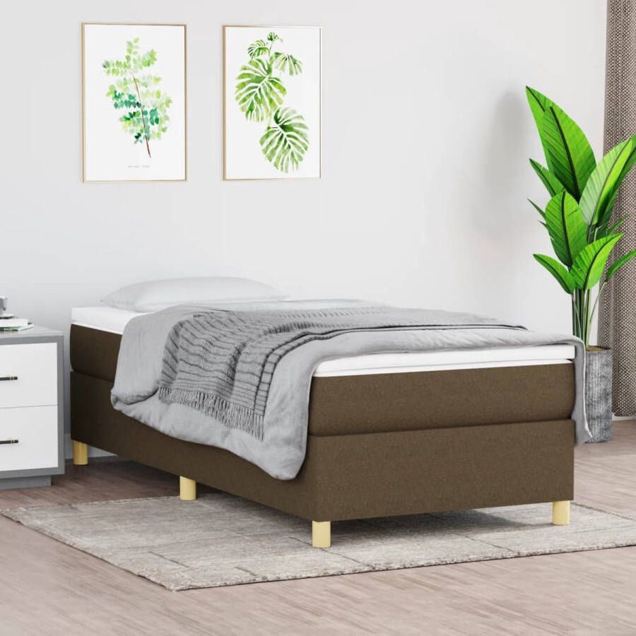 The Living Store Boxspringframe donkerbruin 203 x 80 x 35 cm stof (100% polyester) multiplex Boxspring Frame Bed Frame Donkere Houten Meubels Tweepersoons Bed Slaapkamer Decoratie
