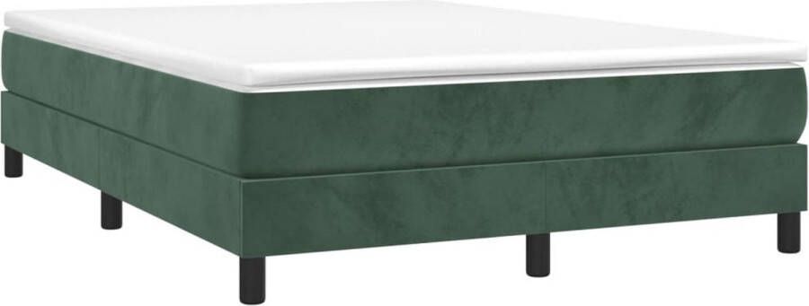 The Living Store Boxspringframe Donkergroen 203 x 140 x 25 cm Multiplex lattenbodem Boxspring Frame Tweepersoons Bed Donkere Kleuren Velvet Bedframe Slaapkamer Meubilair