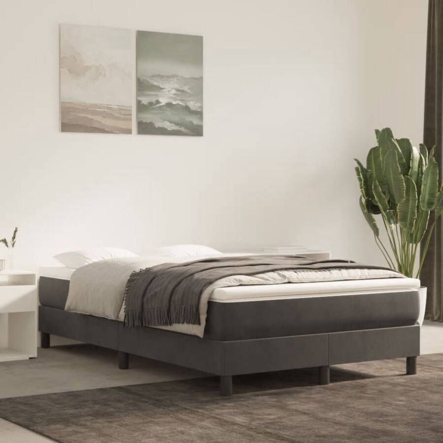 The Living Store Boxspringframe fluweel donkergrijs 120x200 cm Bed