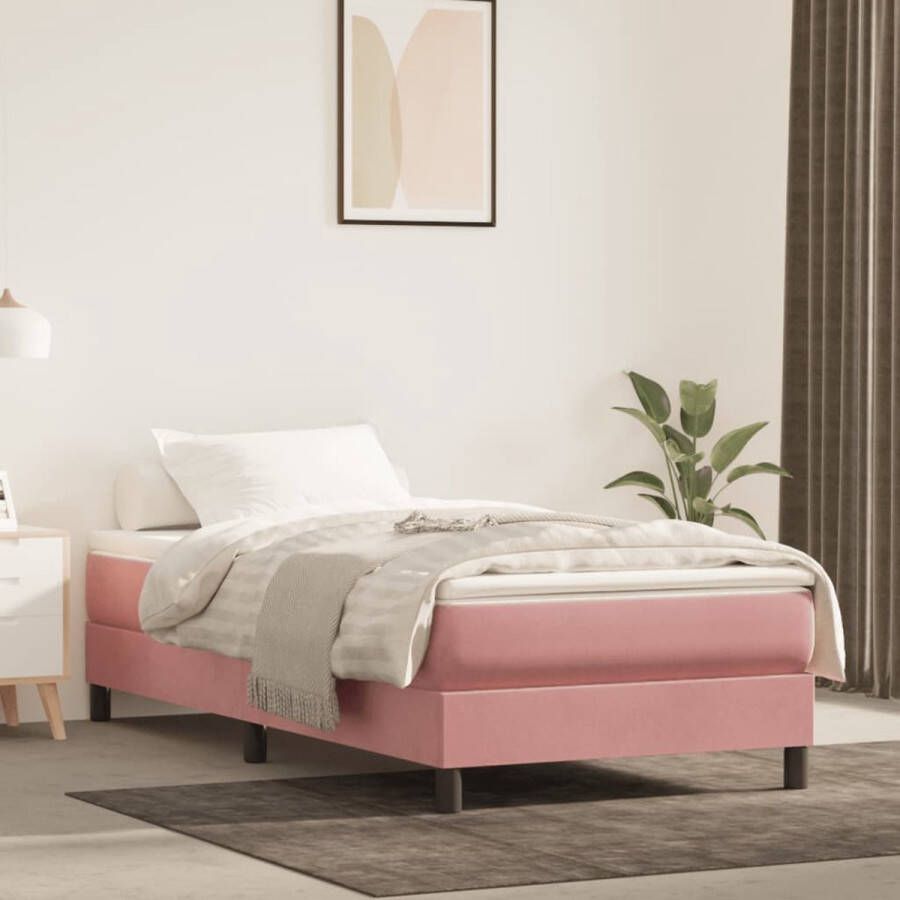 The Living Store Boxspringframe fluweel roze 80x200 cm Bed