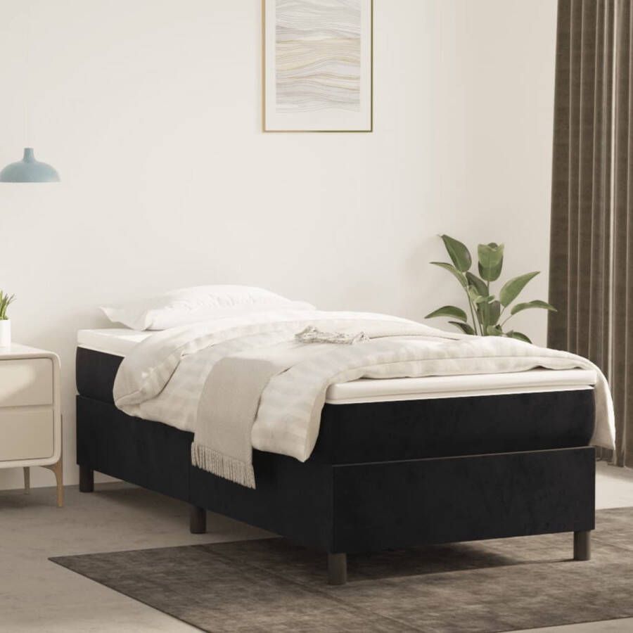 The Living Store Boxspringframe fluweel zwart 90x190 cm Bed