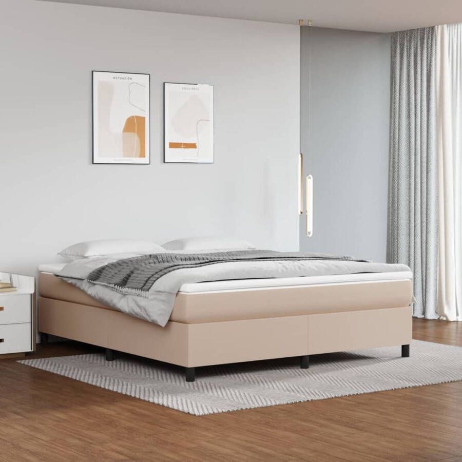 The Living Store Boxspringframe kunstleer cappuccino 160x200 cm Bed