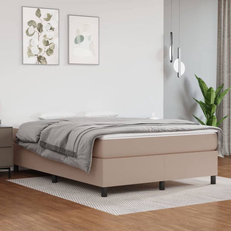 The Living Store Boxspringframe Kunstleer Multiplex Cappuccino 203 x 140 x 35 cm Boxspringframe Kunstleder Bed Tweepersoons Bed Bruine Bed Frame - Foto 2