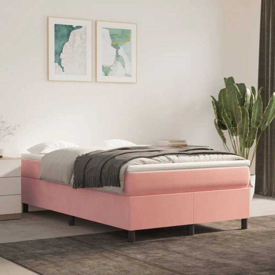 The Living Store Boxspringframe Roze Stof Multiplex 203x120x35cm Geschikt voor 120x200cm matras (exclusief)