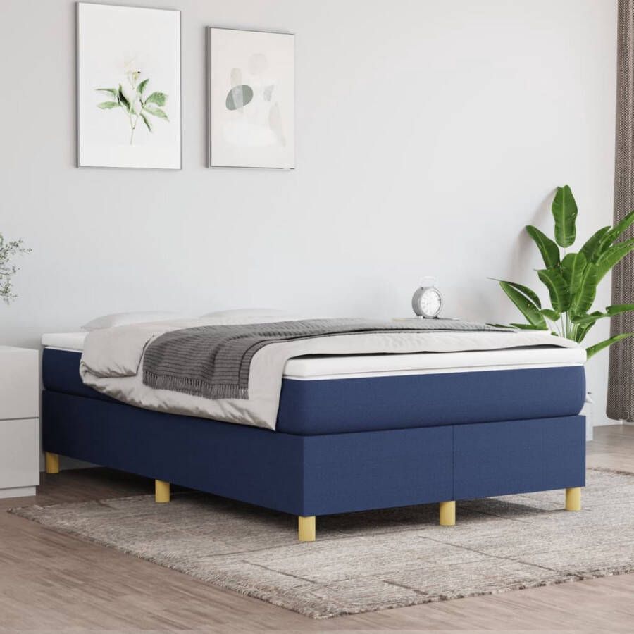 The Living Store Boxspringframe stof blauw 120x200 cm Boxspringframe Boxspringframes Bed Ledikant Slaapmeubel Bedframe Bedbodem Tweepersoonsbed Boxspring Bedden Ledikanten