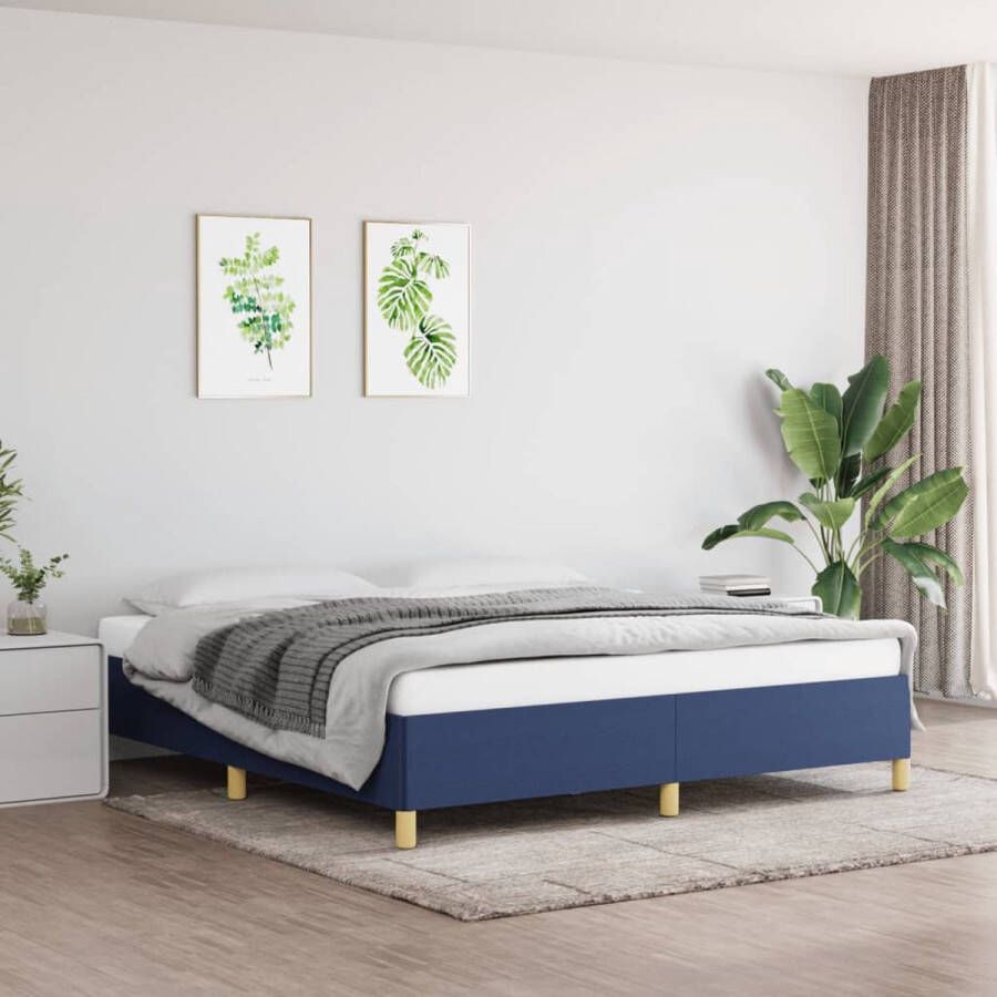 The Living Store Boxspringframe stof blauw 160x200 cm Boxspringframe Boxspringframes Bed Ledikant Slaapmeubel Bedframe Bedbodem Tweepersoonsbed Boxspring Bedden Ledikanten