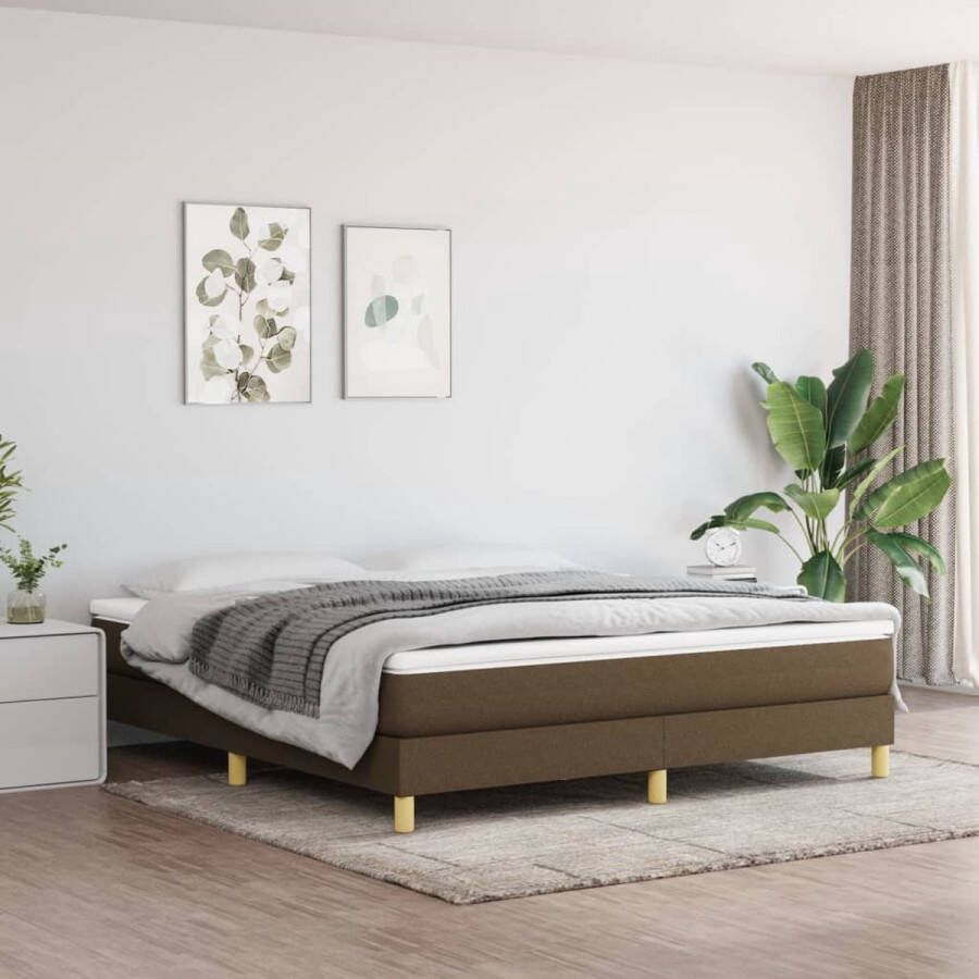 The Living Store Boxspringframe stof donkerbruin 160x200 cm Bed