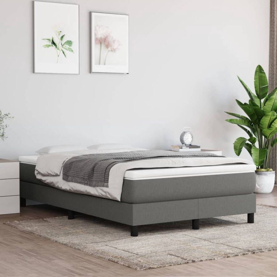 The Living Store Boxspringframe stof donkergrijs 120x200 cm Boxspringframe Boxspringframes Bed Ledikant Slaapmeubel Bedframe Bedbodem Tweepersoonsbed Boxspring Bedden Ledikanten