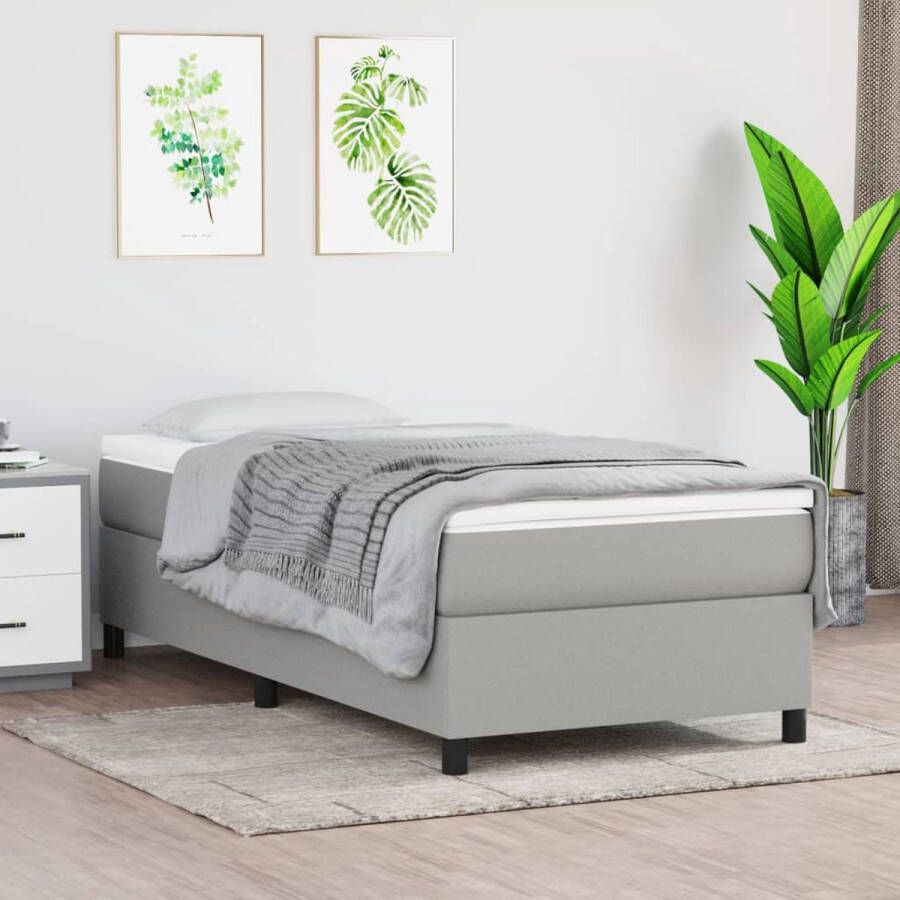 The Living Store Boxspringframe stof lichtgrijs 80x200 cm Boxspringframe Boxspringframes Bed Ledikant Slaapmeubel Bedframe Bedbodem Eenpersoonsbed Boxspring Bedden Ledikanten