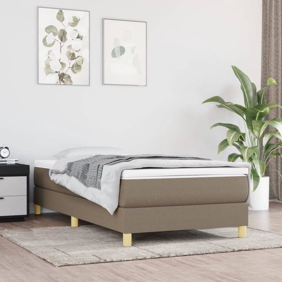 The Living Store Boxspringframe taupe 193 x 90 x 25 cm ademend en duurzaam stabiele poten multiplex lattenbodem Boxspring Frame Bed Frame Tweepersoons Bed Stapelbare Bed Frames Houten Bed Frame
