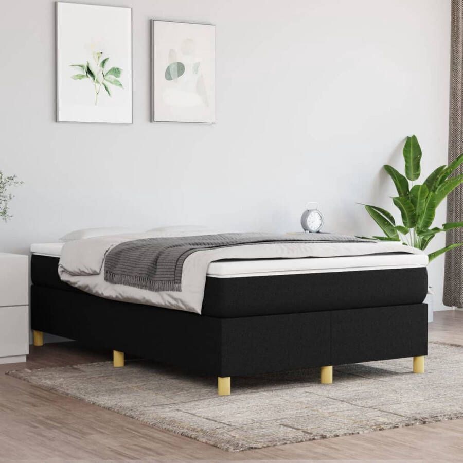 The Living Store Boxspringframe stof zwart 120x200 cm Boxspringframe Boxspringframes Bed Ledikant Slaapmeubel Bedframe Bedbodem Tweepersoonsbed Boxspring Bedden Ledikanten