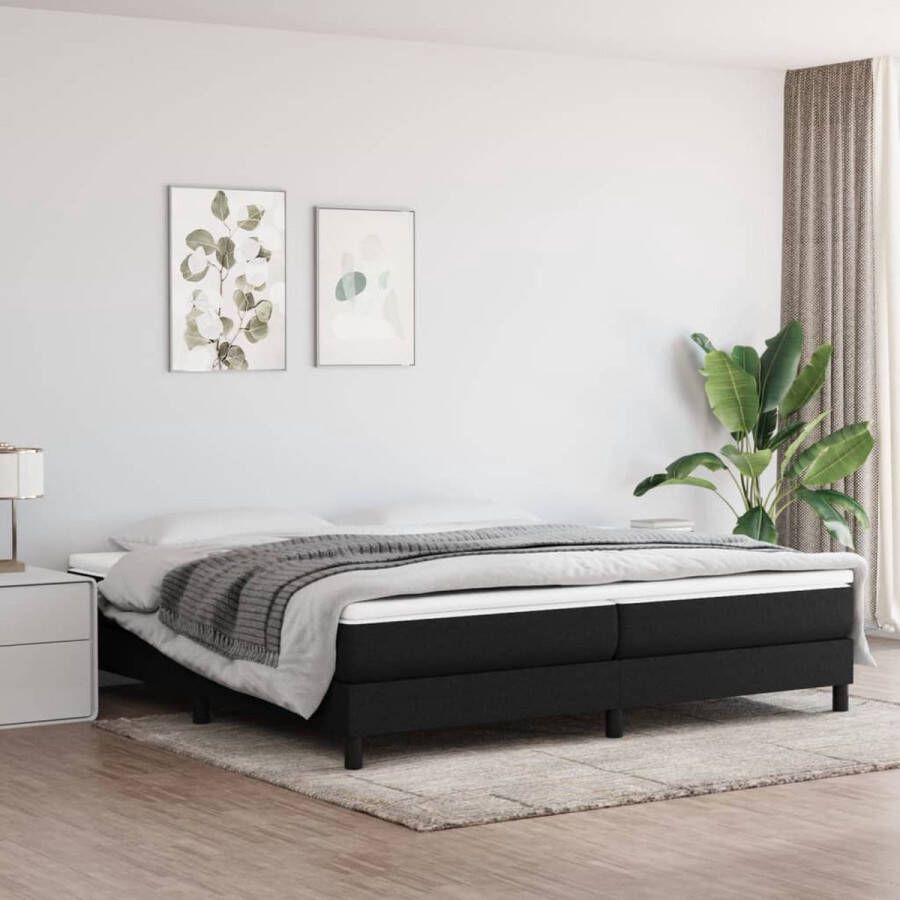 The Living Store Boxspringframe stof zwart 200x200 cm Boxspringframe Boxspringframes Bed Ledikant Slaapmeubel Bedframe Bedbodem Tweepersoonsbed Boxspring Bedden Ledikanten