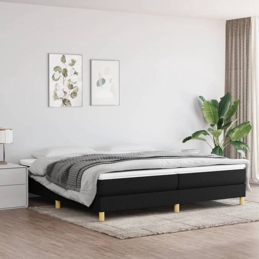 The Living Store Boxspringframe stof zwart 200x200 cm Boxspringframe Boxspringframes Bed Ledikant Slaapmeubel Bedframe Bedbodem Tweepersoonsbed Boxspring Bedden Ledikanten