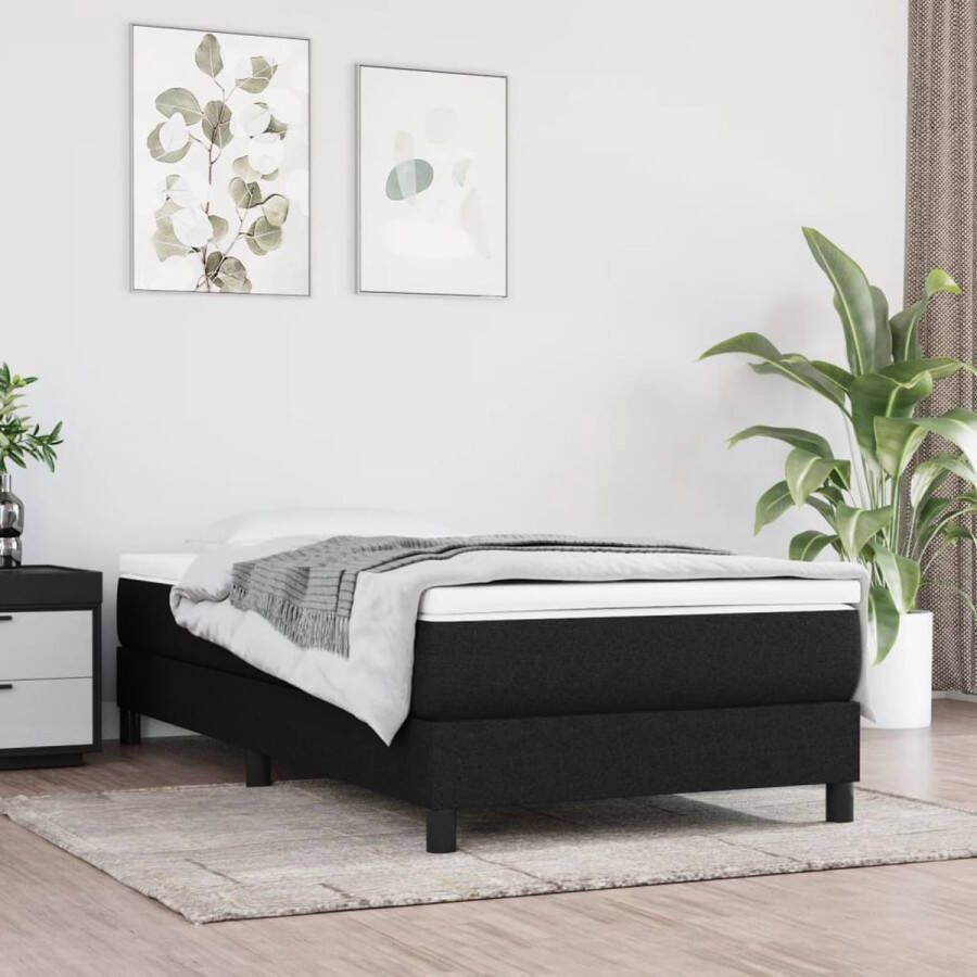 The Living Store Boxspringframe stof zwart 90x190 cm Boxspringframe Boxspringframes Bed Ledikant Slaapmeubel Bedframe Bedbodem Eenpersoonsbed Boxspring Bedden Ledikanten