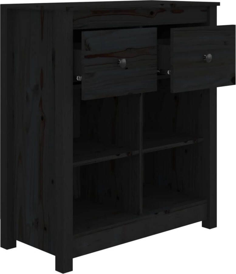 The Living Store Dressoir 70x35x80 cm massief grenenhout zwart Keukenkast