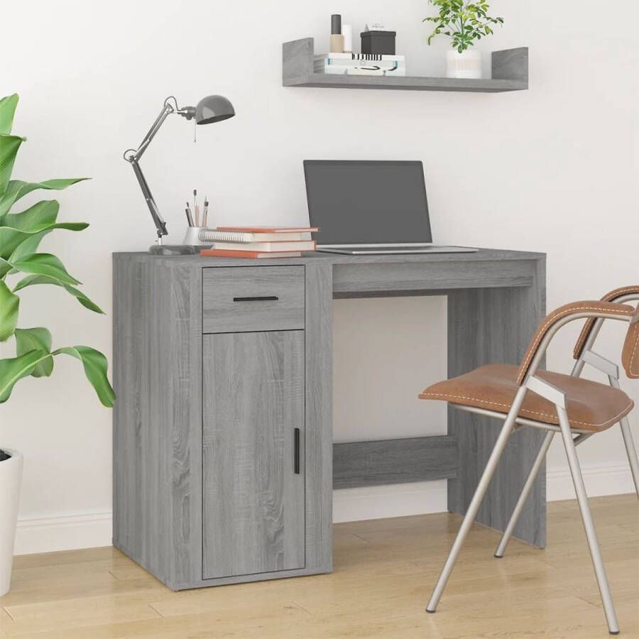 The Living Store bureau 100 x 49 x 75 cm grijs sonoma eiken - Foto 2