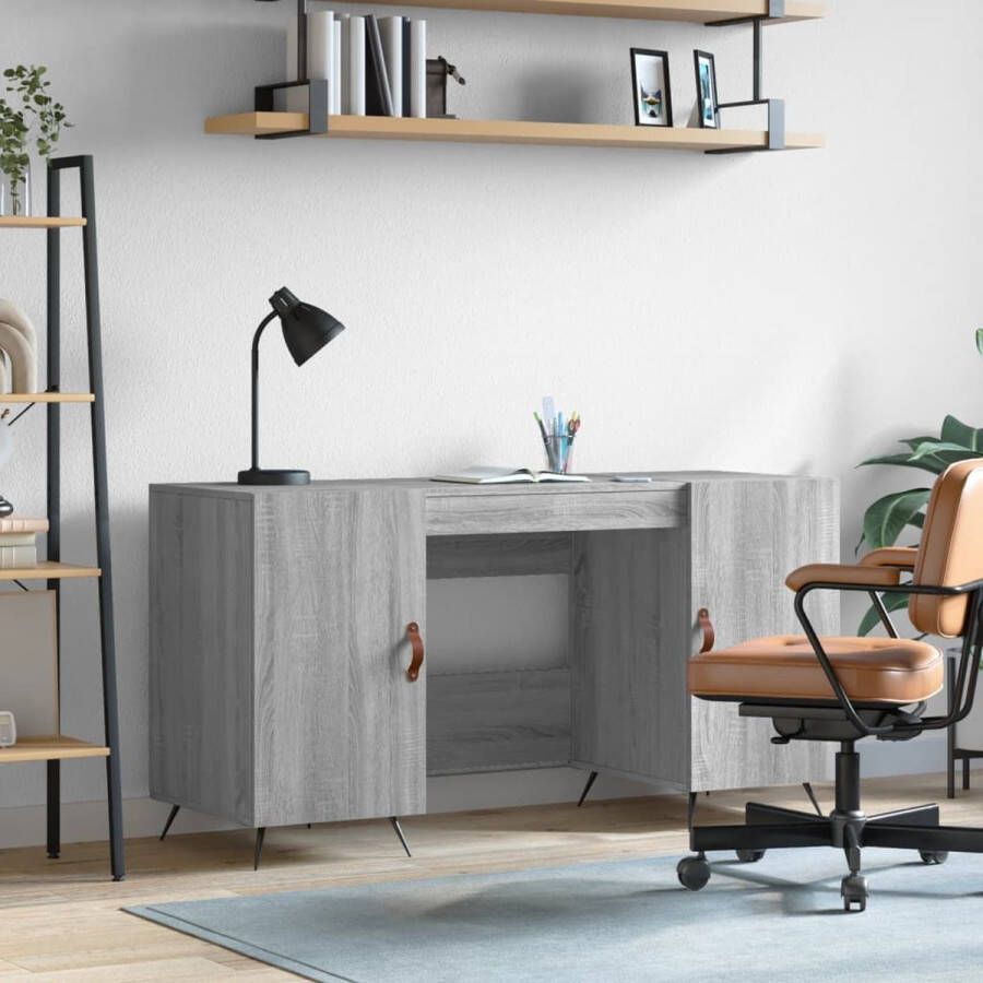 The Living Store Bureau Grijs Sonoma Eiken 140 x 50 x 75 cm Met opbergruimte - Foto 2