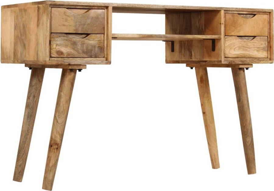 The Living Store Bureau Hout Massief mangohout 115 x 47 x 76 cm 4 laden en plank - Foto 3