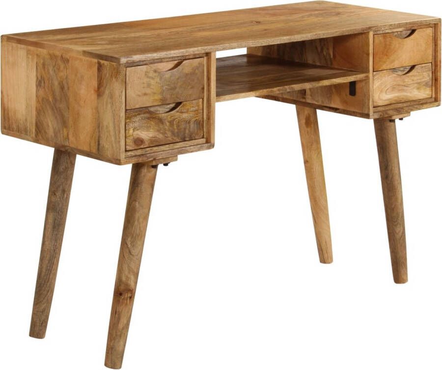 The Living Store Bureau Hout Massief mangohout 115 x 47 x 76 cm 4 laden en plank - Foto 2