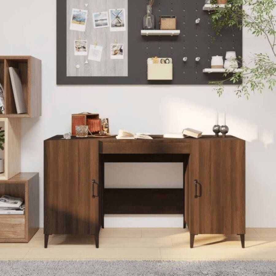 The Living Store Bureau Industrieel 140 x 50 x 75 cm Bruineiken - Foto 2