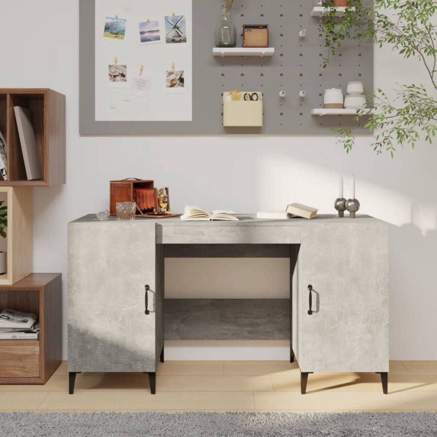 The Living Store Bureau Industrieel Betongrijs 140 x 50 x 75 cm Stabiel hout metaal - Foto 2