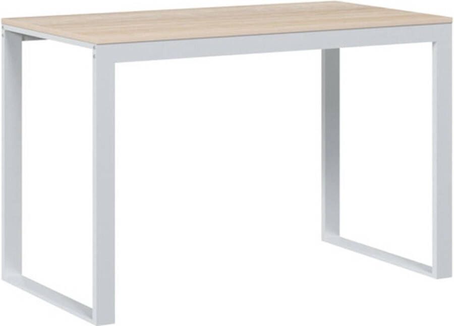 The Living Store Bureau Industriële Stijl Wit Eiken 110x60x73cm Spaanplaat Metaal Montage vereist - Foto 2