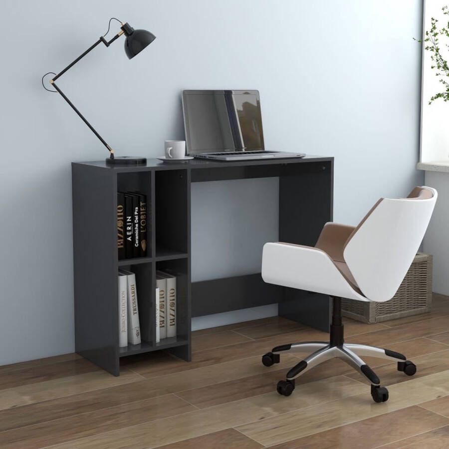 The Living Store Bureau Modern Bureau 102.5 x 35 x 75 cm Grijs spaanplaat - Foto 2