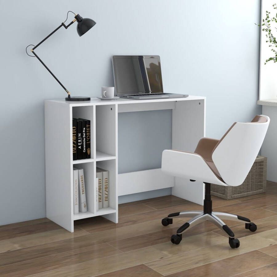 The Living Store Bureau Modern Wit 102.5 x 35 x 75 cm Met 4 schappen - Foto 2